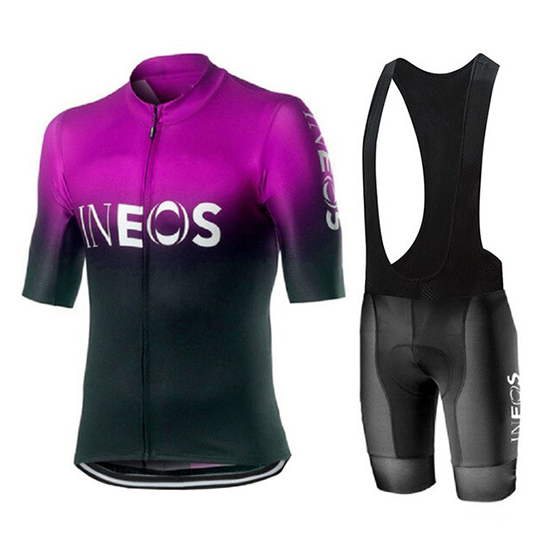 2019 Maillot Castelli Ineos Tirantes Mangas Cortas Negro Violeta